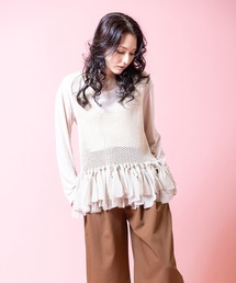 OSMOSIS | フリンジヘムメッシュニットベスト(ベスト)