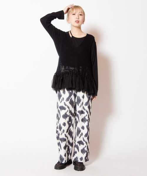 OSMOSIS（オズモーシス）の「フリンジヘムメッシュニットベスト（ベスト・レディース・ネイビー/ブラック/アイボリー・ONE SIZE）」の14枚目の写真