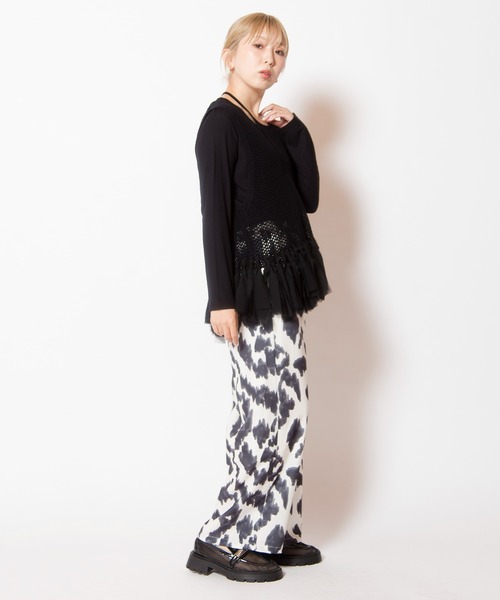 OSMOSIS（オズモーシス）の「フリンジヘムメッシュニットベスト（ベスト・レディース・ネイビー/ブラック/アイボリー・ONE SIZE）」の17枚目の写真