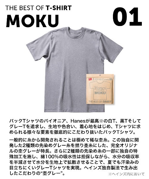 HANES(ヘインズ)の「【Hanes/ヘインズ】メンズ 大きいサイズ MOKU クルーネックTシャツ(Tシャツ/カットソー・メンズ・ヘザーグレー・XXL)」の17枚目の写真