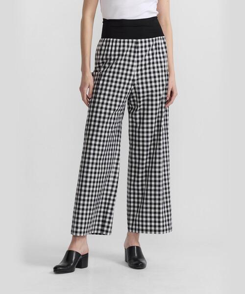 agnes b.（アニエスベー）の「ギンガムチェック コットン ワイドパンツ ”Matis”（その他パンツ・レディース・ブラック・42/36/38/40）」の3枚目の写真