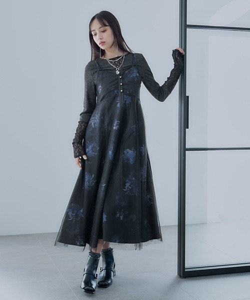HARE（ハレ）の「フラワーシアーレイヤーワンピース(HARE)（ワンピース・レディース・ホワイト/ブラック・FREE）」の10枚目の写真