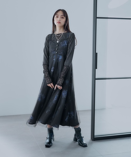 HARE（ハレ）の「フラワーシアーレイヤーワンピース(HARE)（ワンピース・レディース・ホワイト/ブラック・FREE）」の12枚目の写真
