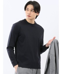 Tシャツ メンズ 長袖 ストレッチ 抗菌防臭 UV 綿 コットン 無地 シルケット スムス スロープネック ドレスT