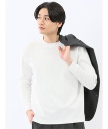 Tシャツ メンズ 長袖 ストレッチ 抗菌防臭 UV 綿 コットン 無地 シルケット スムス スロープネック ドレスT