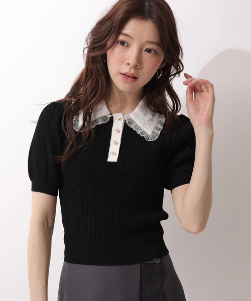 Rirandture（リランドチュール）の「フリルカラーアイレットニット（ニット/セーター・レディース・ブラック/ホワイト・2）」の8枚目の写真