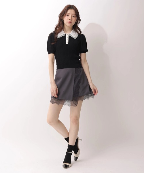 Rirandture（リランドチュール）の「フリルカラーアイレットニット（ニット/セーター・レディース・ブラック/ホワイト・2）」の9枚目の写真