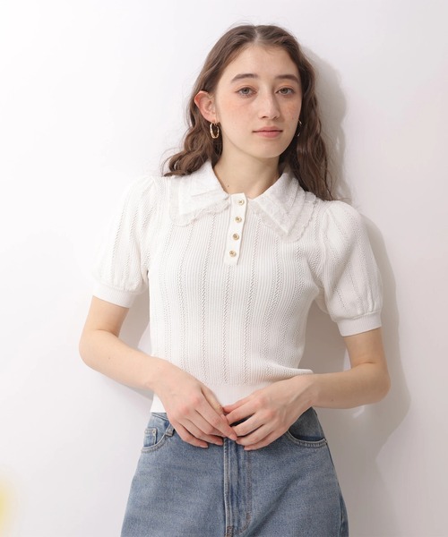 Rirandture（リランドチュール）の「フリルカラーアイレットニット（ニット/セーター・レディース・ブラック/ホワイト・2）」の17枚目の写真