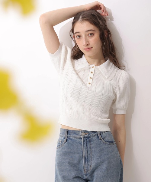 Rirandture（リランドチュール）の「フリルカラーアイレットニット（ニット/セーター・レディース・ブラック/ホワイト・2）」の18枚目の写真