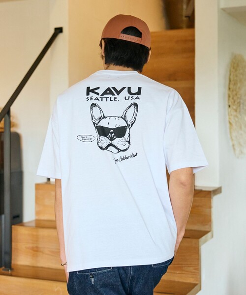 FREAK'S STORE(フリークスストア)の「限定展開 KAVU×FREAK'S STORE カブー 別注 ビッグシルエット バックプリント Tシャツ DOG(Tシャツ/カットソー・メンズ・ホワイト/ピンク/スミクロ/グレイッシュベージュ・LARGE/MEDIUM/SMALL)」の15枚目の写真