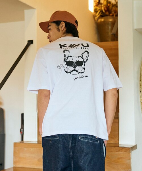 FREAK'S STORE(フリークスストア)の「限定展開 KAVU×FREAK'S STORE カブー 別注 ビッグシルエット バックプリント Tシャツ DOG(Tシャツ/カットソー・メンズ・ホワイト/ピンク/スミクロ/グレイッシュベージュ・LARGE/MEDIUM/SMALL)」の16枚目の写真