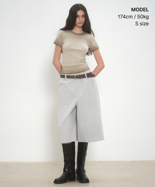 MUSINSA STANDARD WOMAN（ムシンサスタンダードウーマン）の「ウィメンズダーティダイドスリムクルーネックTシャツ[グレーシュベージュ]（Tシャツ/カットソー・レディース・その他・SMALL/MEDIUM/LARGE/X-SMALL）」の2枚目の写真