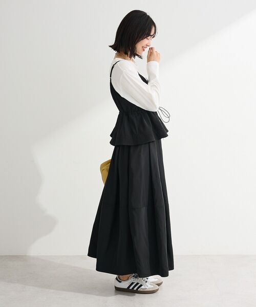 Green　Parks（グリーンパークス）の「SET2点 キャミビスチェ＋スカート（ワンピース・レディース・ブラック/カーキ・FREE）」の5枚目の写真