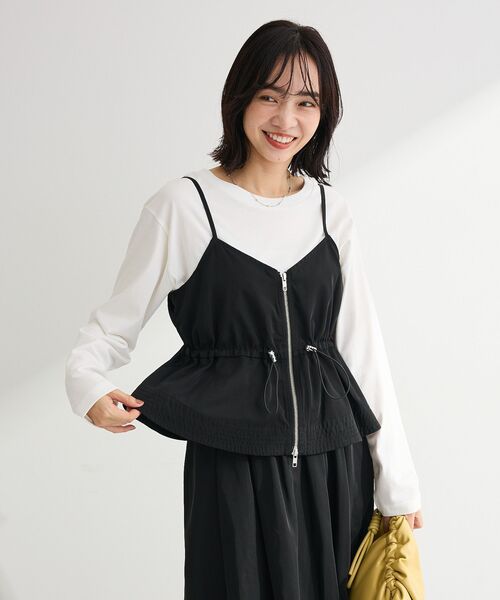 Green　Parks（グリーンパークス）の「SET2点 キャミビスチェ＋スカート（ワンピース・レディース・ブラック/カーキ・FREE）」の7枚目の写真