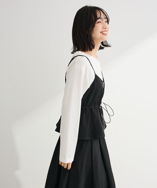 Green　Parks（グリーンパークス）の「SET2点 キャミビスチェ＋スカート（ワンピース・レディース・ブラック/カーキ・FREE）」の8枚目の写真