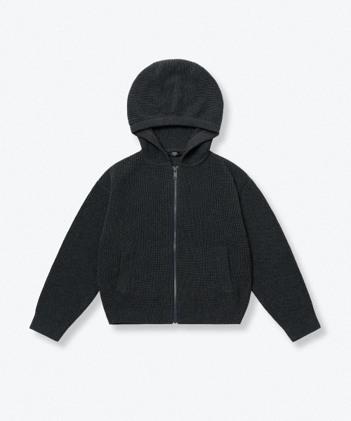 MUSINSA STANDARD KIDS（ムシンサスタンダードキッズ）の「リブニットフードパーカー [ミディアムグレー]（ニット/セーター・レディース・その他・110/120/130/140/150/160）」の3枚目の写真
