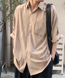 オーバーサイズ タブスリーブとろみシャツ