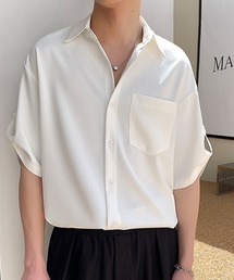 オーバーサイズ タブスリーブとろみシャツ