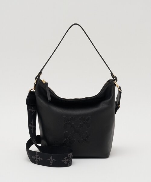 russet(ラシット)の「《WEB限定》スタンダードミニショルダーバッグ <エンボスモノグラム>(ショルダーバッグ・レディース・ブラック/ダークブラウン/ライトグレー・FREE)」の4枚目の写真