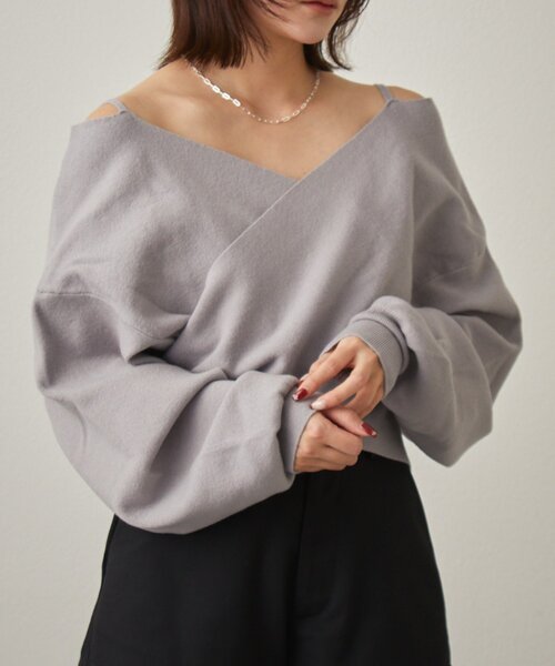 mline（エムライン）の「[mline]ショルダースウェット ライクニット（ニット/セーター・レディース・アイボリー/ブラック/グレー・FREE）」の3枚目の写真