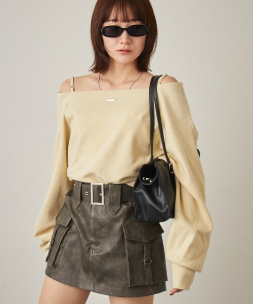 mline（エムライン）の「[mline]ショルダースウェット ライクニット（ニット/セーター・レディース・アイボリー/ブラック/グレー・FREE）」の4枚目の写真