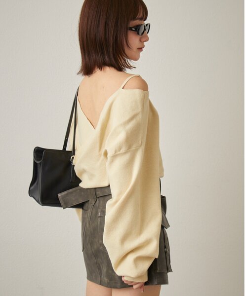 mline（エムライン）の「[mline]ショルダースウェット ライクニット（ニット/セーター・レディース・アイボリー/ブラック/グレー・FREE）」の5枚目の写真