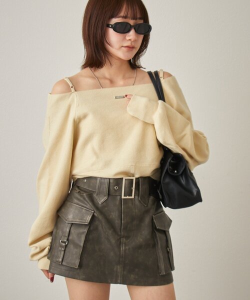 mline（エムライン）の「[mline]ショルダースウェット ライクニット（ニット/セーター・レディース・アイボリー/ブラック/グレー・FREE）」の6枚目の写真