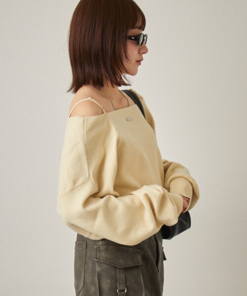 mline（エムライン）の「[mline]ショルダースウェット ライクニット（ニット/セーター・レディース・アイボリー/ブラック/グレー・FREE）」の8枚目の写真