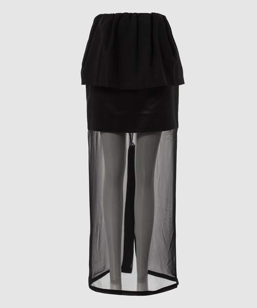 GURTWEIN( ガーウィン)の「Ballet-waist two layer wool, silk and chiffon maxi skirt(スカート・レディース・ブラック・M/S)」の1枚目の写真