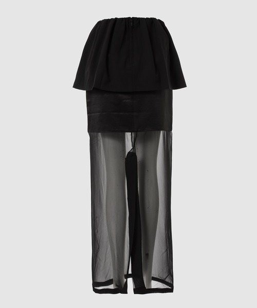 GURTWEIN( ガーウィン)の「Ballet-waist two layer wool, silk and chiffon maxi skirt(スカート・レディース・ブラック・M/S)」の3枚目の写真