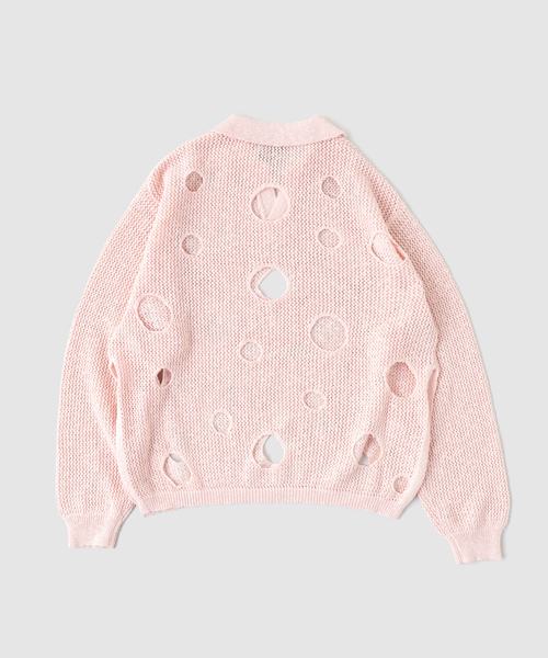 PHINGERIN(フィンガリン)の「PHINGERIN / フィンガリン HOLE KNIT SKIPPER(ニット/セーター・メンズ・ピンク/ブラック/カーキ・MEDIUM)」の4枚目の写真