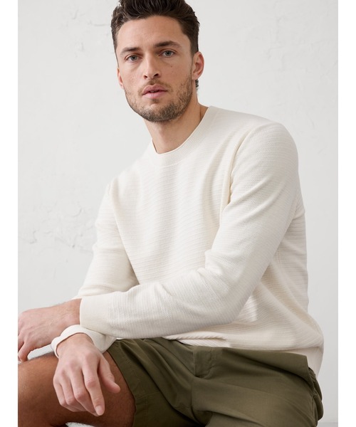 BANANA REPUBLIC FACTORY STORE(バナナリパブリック ファクトリーストア)の「BANANA REPUBLIC FACTORY STORE テクスチャー クルーネック セーター(ニット/セーター・メンズ・ネイビー/ブルー/ホワイト・XL/L/M/S)」の2枚目の写真