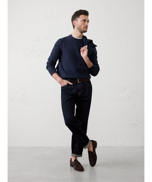BANANA REPUBLIC FACTORY STORE(バナナリパブリック ファクトリーストア)の「BANANA REPUBLIC FACTORY STORE テクスチャー クルーネック セーター(ニット/セーター・メンズ・ネイビー/ブルー/ホワイト・XL/L/M/S)」の5枚目の写真