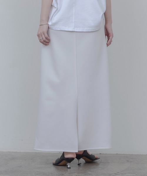 Eimee Law（エイミーロウ）の「ボンディングロングスカート（スカート・レディース・ブラック/アイボリー/ライトグレー・FREE）」の9枚目の写真
