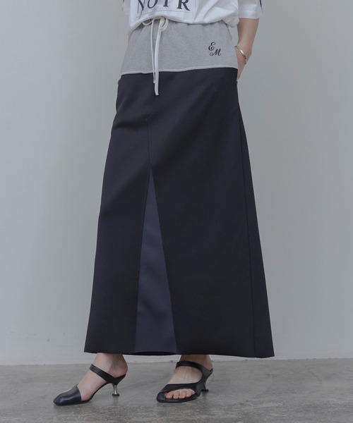 Eimee Law（エイミーロウ）の「ボンディングロングスカート（スカート・レディース・ブラック/アイボリー/ライトグレー・FREE）」の13枚目の写真