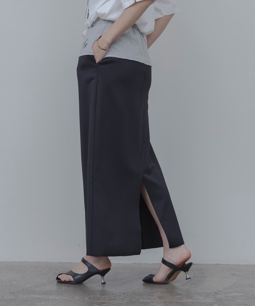 Eimee Law（エイミーロウ）の「ボンディングロングスカート（スカート・レディース・ブラック/アイボリー/ライトグレー・FREE）」の14枚目の写真