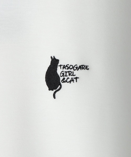 WESTSEA(ウエストシー)の「TASOGARE GIRL / 黄昏ガール ポンチ素材 バックプリント × ワンポイント刺繍 半袖 プルパーカー オーバーサイズ 接触冷感 猫 バラ(パーカー・メンズ・ライトグレー/ホワイト/ブラック・L/M)」の4枚目の写真