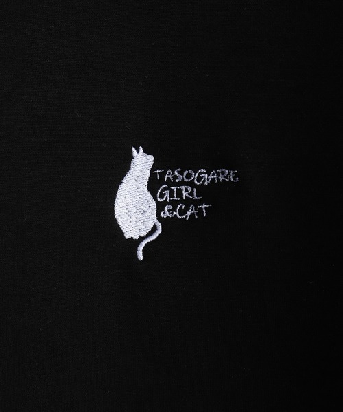 WESTSEA(ウエストシー)の「TASOGARE GIRL / 黄昏ガール ポンチ素材 バックプリント × ワンポイント刺繍 半袖 プルパーカー オーバーサイズ 接触冷感 猫 バラ(パーカー・メンズ・ライトグレー/ホワイト/ブラック・L/M)」の8枚目の写真