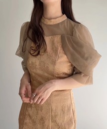 ドレープスリーブジャガードマーメイドワンピース