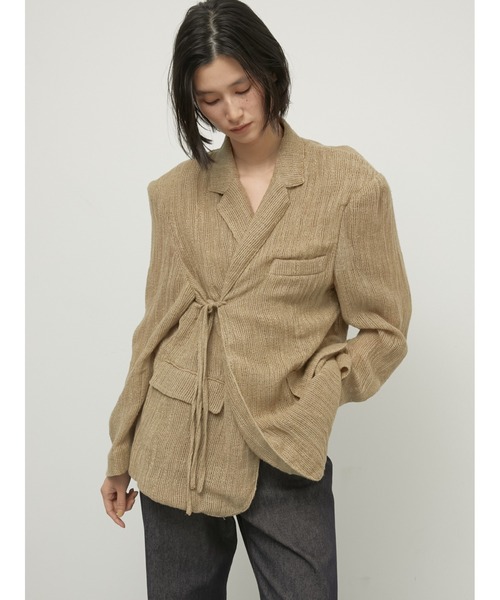 LA PEAU DE GEM（ラポドゥジェム）の「【LA PEAU DE GEM】cotton linen dry mesh jacket/コットンリネンドライメッシュジャケット（テーラードジャケット・レディース・ブラック/ベージュ・FREE）」の3枚目の写真