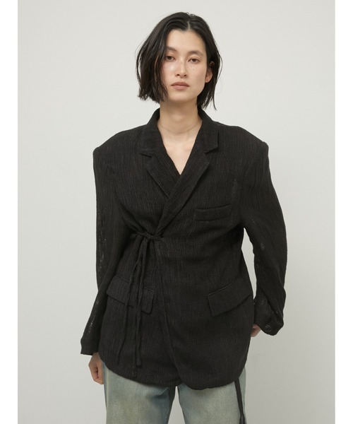 LA PEAU DE GEM（ラポドゥジェム）の「【LA PEAU DE GEM】cotton linen dry mesh jacket/コットンリネンドライメッシュジャケット（テーラードジャケット・レディース・ブラック/ベージュ・FREE）」の14枚目の写真