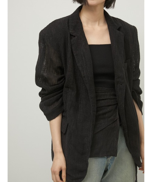 LA PEAU DE GEM（ラポドゥジェム）の「【LA PEAU DE GEM】cotton linen dry mesh jacket/コットンリネンドライメッシュジャケット（テーラードジャケット・レディース・ブラック/ベージュ・FREE）」の15枚目の写真