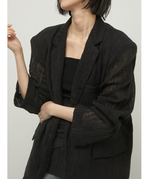 LA PEAU DE GEM（ラポドゥジェム）の「【LA PEAU DE GEM】cotton linen dry mesh jacket/コットンリネンドライメッシュジャケット（テーラードジャケット・レディース・ブラック/ベージュ・FREE）」の16枚目の写真