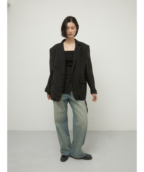 LA PEAU DE GEM（ラポドゥジェム）の「【LA PEAU DE GEM】cotton linen dry mesh jacket/コットンリネンドライメッシュジャケット（テーラードジャケット・レディース・ブラック/ベージュ・FREE）」の19枚目の写真