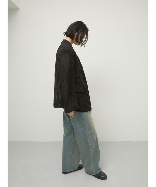 LA PEAU DE GEM（ラポドゥジェム）の「【LA PEAU DE GEM】cotton linen dry mesh jacket/コットンリネンドライメッシュジャケット（テーラードジャケット・レディース・ブラック/ベージュ・FREE）」の21枚目の写真