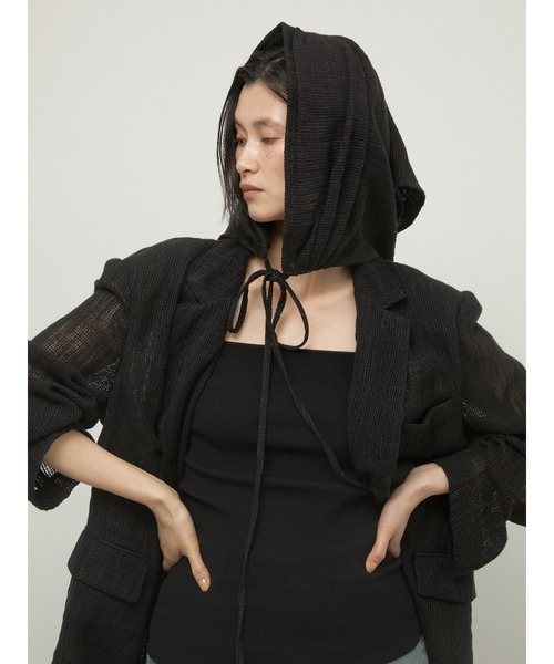 LA PEAU DE GEM（ラポドゥジェム）の「【LA PEAU DE GEM】cotton linen dry mesh jacket/コットンリネンドライメッシュジャケット（テーラードジャケット・レディース・ブラック/ベージュ・FREE）」の22枚目の写真