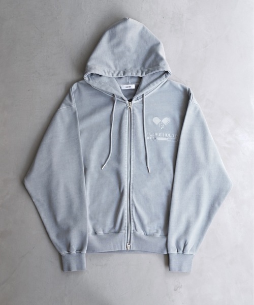 FLUKE HOLIC(フロックホリック)の「PIGMENT EMB LOGO CROPPED PARKA(パーカー・レディース・ネイビー/ライトグレー/レッド/ブラック・SMALL/MEDIUM/LARGE)」の8枚目の写真