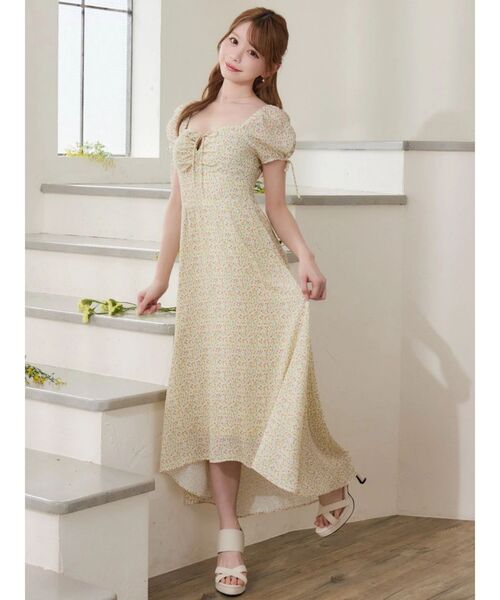 EATME（イートミー）の「【日比谷花壇コラボ】フラワープリントマキシワンピース（ワンピース・レディース・ブラック/ピンク/イエロー・MEDIUM/SMALL）」の18枚目の写真