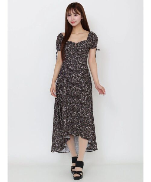 EATME（イートミー）の「【日比谷花壇コラボ】フラワープリントマキシワンピース（ワンピース・レディース・ブラック/ピンク/イエロー・MEDIUM/SMALL）」の15枚目の写真