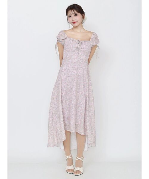 EATME（イートミー）の「【日比谷花壇コラボ】フラワープリントマキシワンピース（ワンピース・レディース・ブラック/ピンク/イエロー・MEDIUM/SMALL）」の6枚目の写真